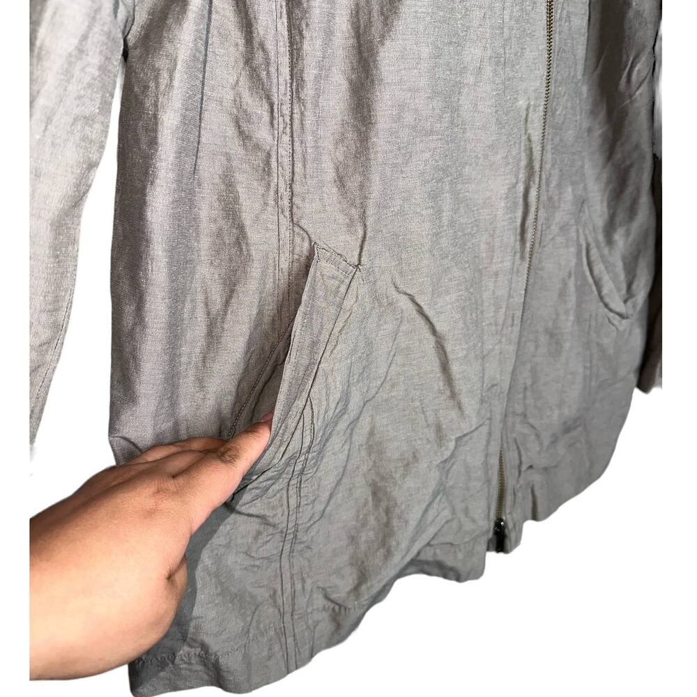 Eileen Fisher Beige Metallic Rumpled Cotton Blend Lightweight Jacket Size 1X - Picture 4 of 11